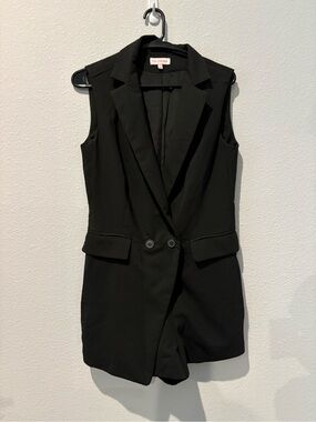 re:named Black Sleeveless Blazer Romper